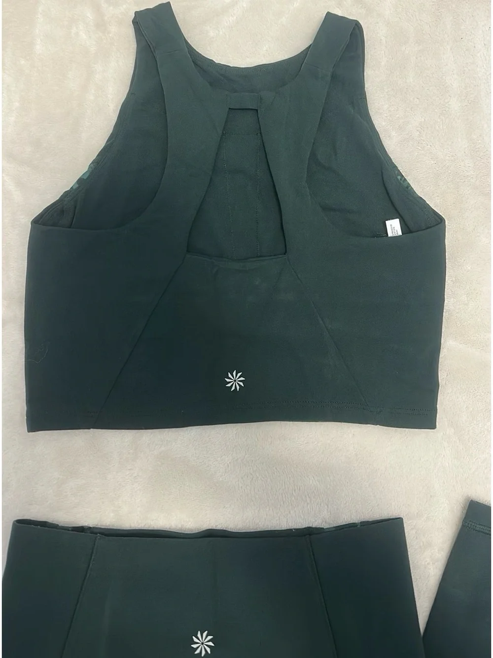 Athleta Green Set Salutation Stash Legging & Matching Longline Bra Top